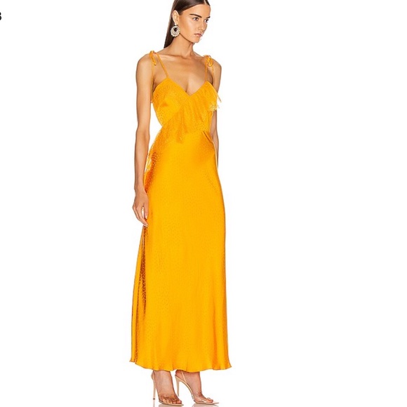 SELF-PORTRAIT Orange Lace Frilled Jacquard Dress - Picture 2 of 14